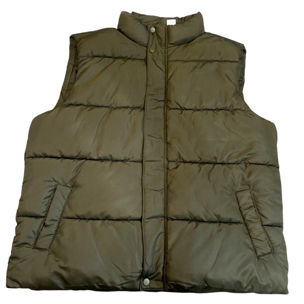 Highland Originals Olive Green Puffer Vest Men’s XL NWOT Full Zip Snap Closure